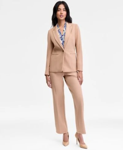 Kasper Peak Lapel Blazer V Neck Top Faux Fly Pants