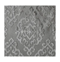 Mirage Knitted Jacquard Damask Total blackout curtains for bedroom, Silver grommet top fit up to 1.25 inches rod Single Curtain Panel for Living Room