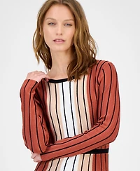 T Tahari Women's Striped Fit and Flare Knit Dress