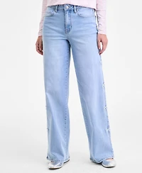 Madden Girl Juniors' Ultra 90s High-Rise Bow-Trim Jeans