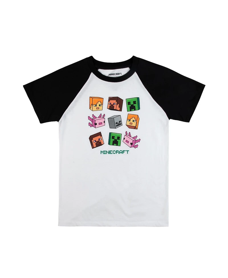 Minecraft Big Boys Creepers And Character Heads Crew Neck Short Sleeve 4pk Tees-xl