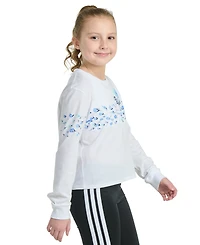 adidas Big Girls Long-Sleeve Regular-Fit Floral Logo Graphic Cotton T-Shirt