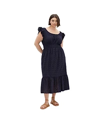 City Chic Plus Sweet Broderie Midi Dress