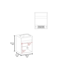 Fm Furniture White Bathroom Floating Vanity with Sink, 1 Door, White