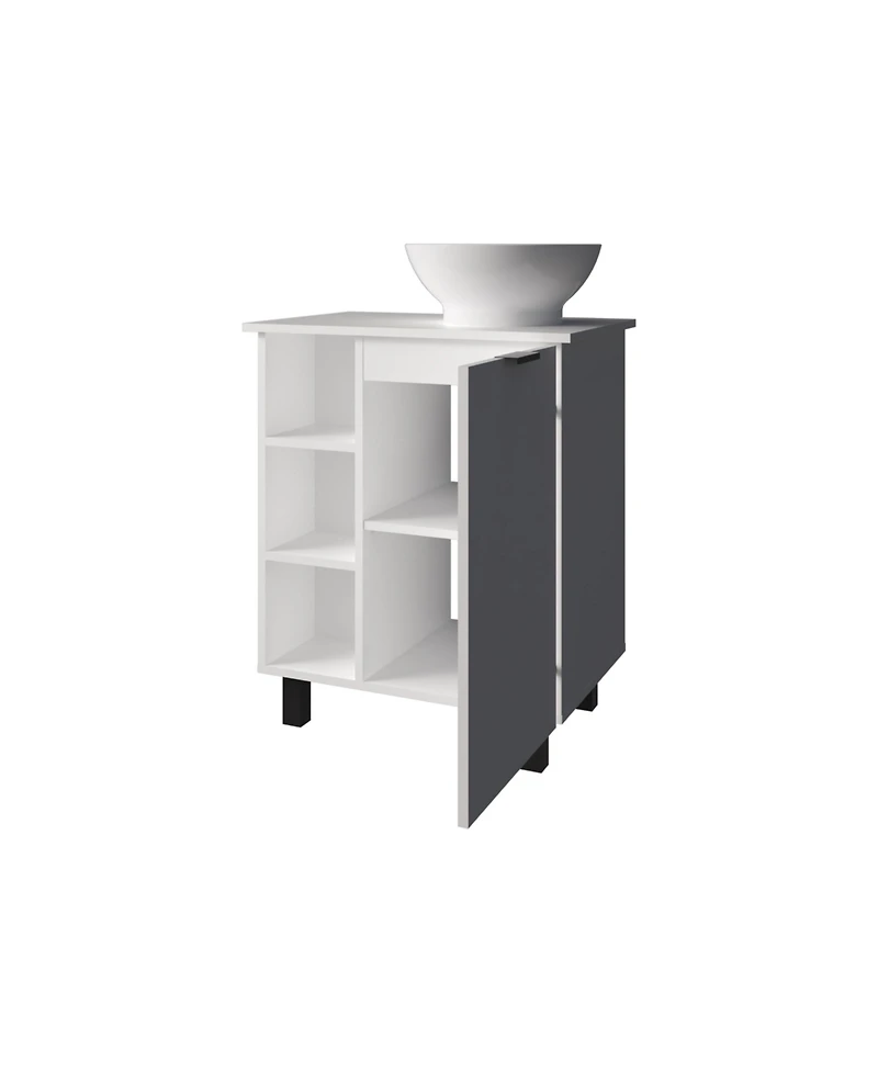 Fm Furniture Pinal Bathroom Vanity, Single Door, 8 Storage Shelves (6 Open and 2 Closed)