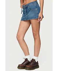 Edikted Women's Ziggie Tie Front Denim Mini Skort