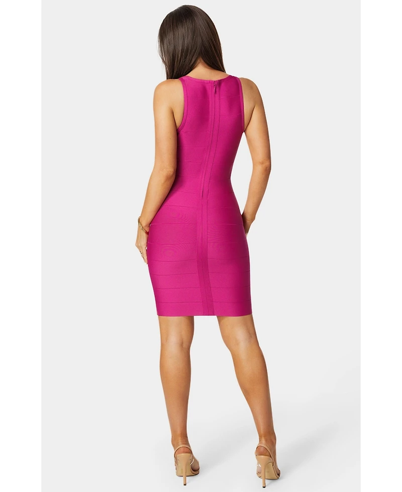 Bebe Women's Racer Neck Bandage Short Dress