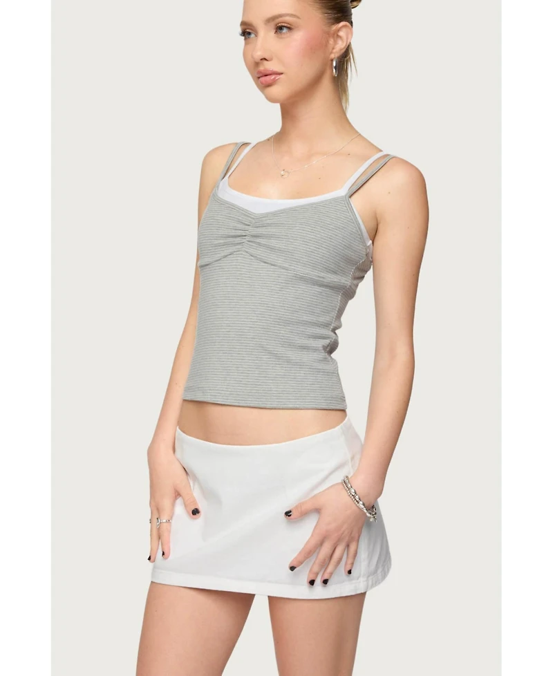 Edikted Womens Lilian Layered Striped Tank Top