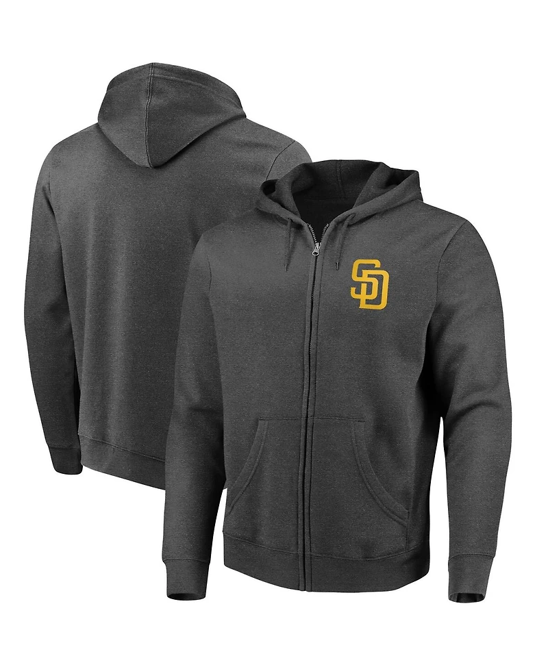 Fanatics Men's Heather Charcoal San Diego Padres Big Gamer Full-Zip Hoodie