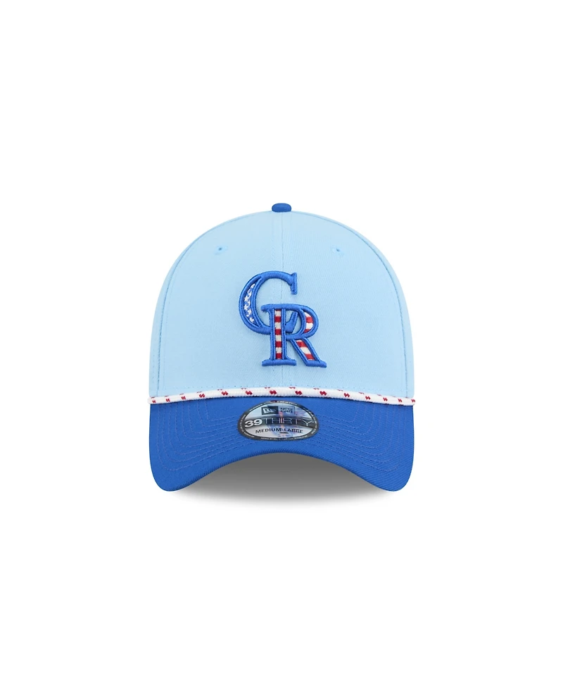 New Era Men's Light Blue/Blue Colorado Rockies 2025 Fourth of July 39THIRTY Flex Hat
