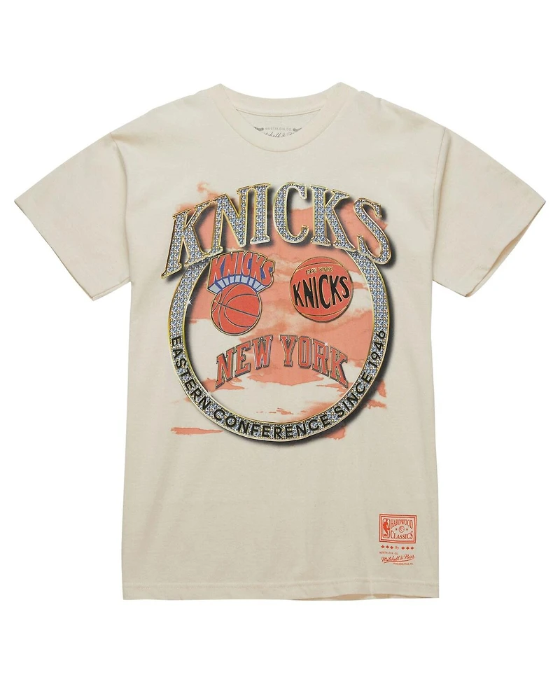 Mitchell & Ness Men's Tan New York Knicks Hardwood Classics Vintage Soul Crown Jewels T-Shirt