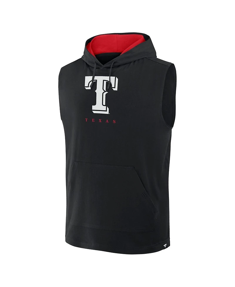 Fanatics Men's Black Texas Rangers Fire Speed Sleeveless Pullover Hoodie