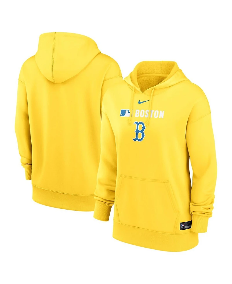 Nike Women's Gold Boston Red Sox City Connect Authentic Collection Performance Pullover Hoodie