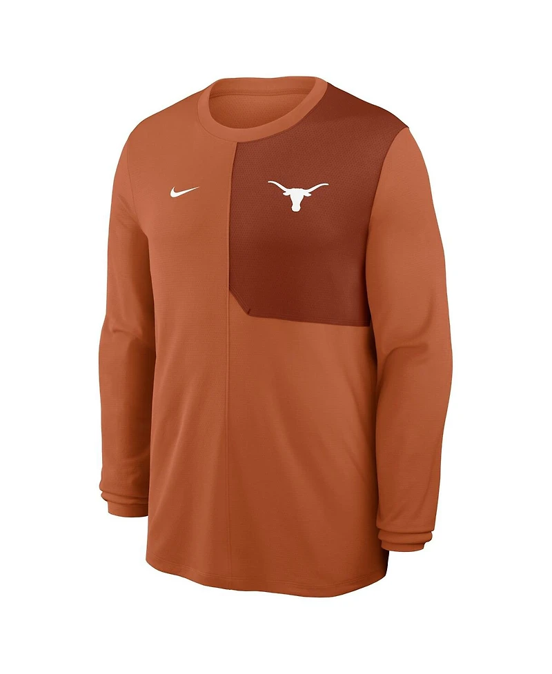 Nike Men's Texas Orange Longhorns 2025 Sideline Coach Uv Performance Long Sleeve T-Shirt
