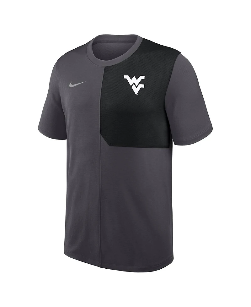 Nike Men's Anthracite West Virginia Mountaineers 2025 Sideline Uv Performance Coach T-Shirt