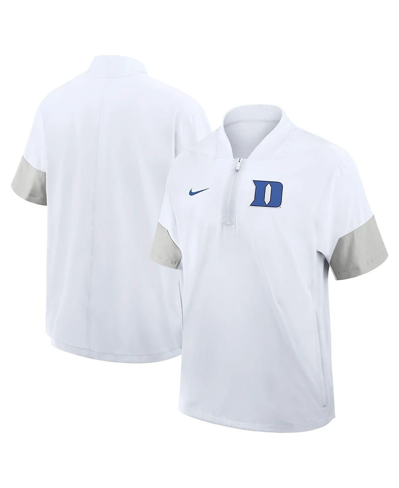 Nike Men's White Duke Blue Devils 2025 Sideline Short Sleeve Quarter-Zip Coach Jacket