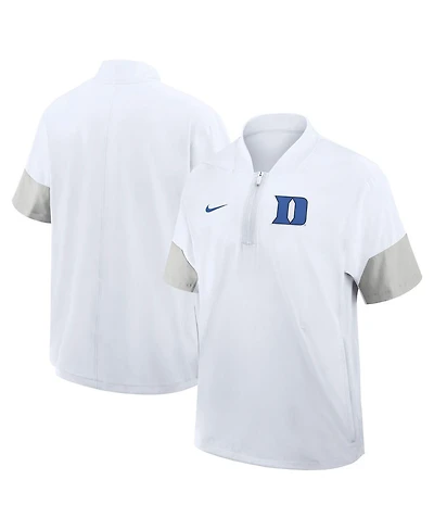 Nike Men's White Duke Blue Devils 2025 Sideline Short Sleeve Quarter-Zip Coach Jacket