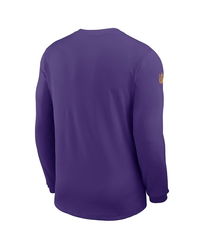 Nike Men's Purple Minnesota Vikings Sideline Coach Uv Performance Long Sleeve T-Shirt