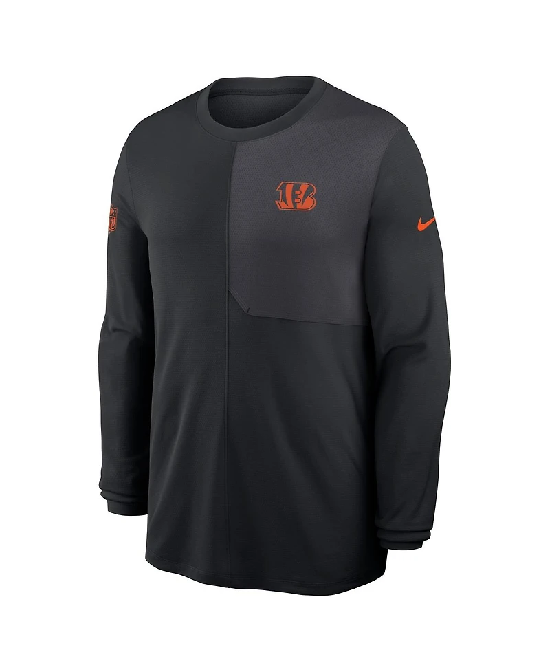Nike Men's Black Cincinnati Bengals Sideline Coach Uv Performance Long Sleeve T-Shirt