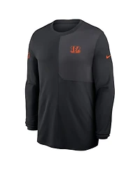 Nike Men's Black Cincinnati Bengals Sideline Coach Uv Performance Long Sleeve T-Shirt