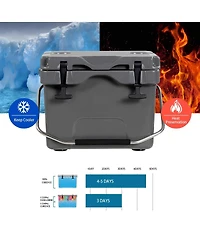 16 Quart 24-Can Capacity Portable Insulated Ice Cooler with 2 Cup Holders