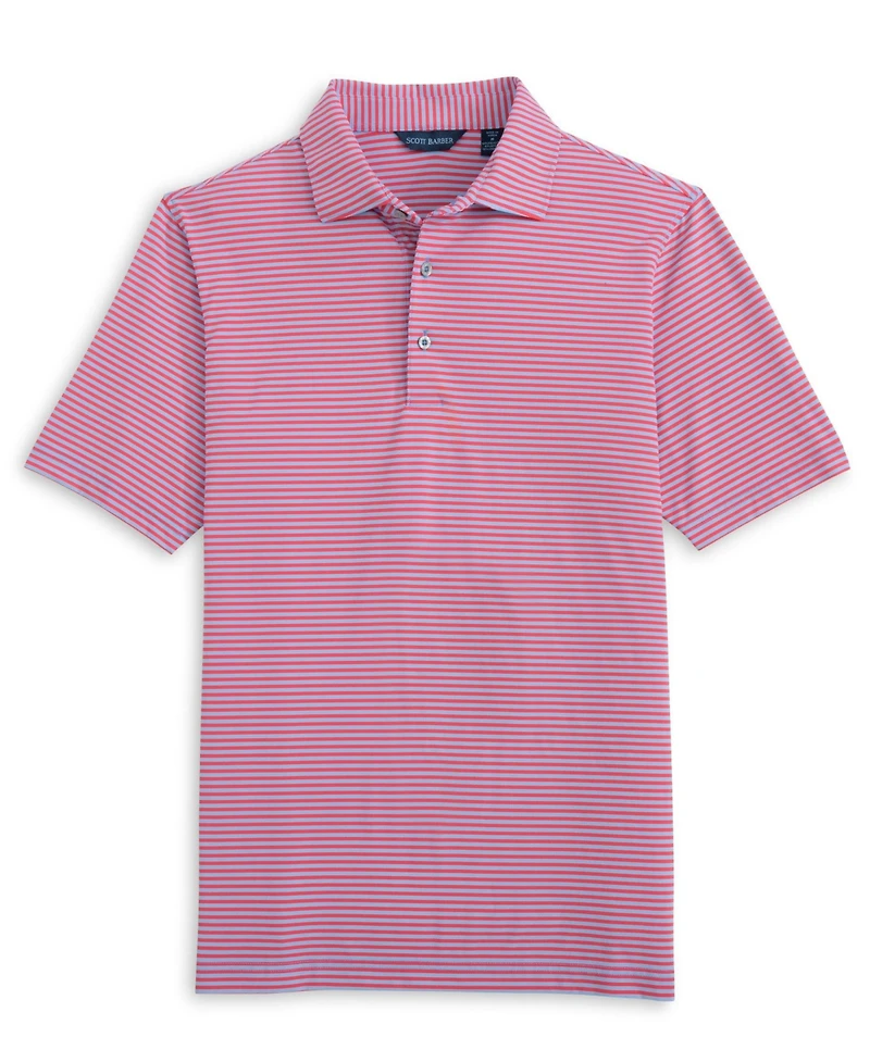 Scott Barber Prep Stripe Polo, Berry