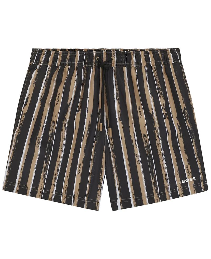 Boss by Hugo Men's Logo Detail Printed Swim Shorts