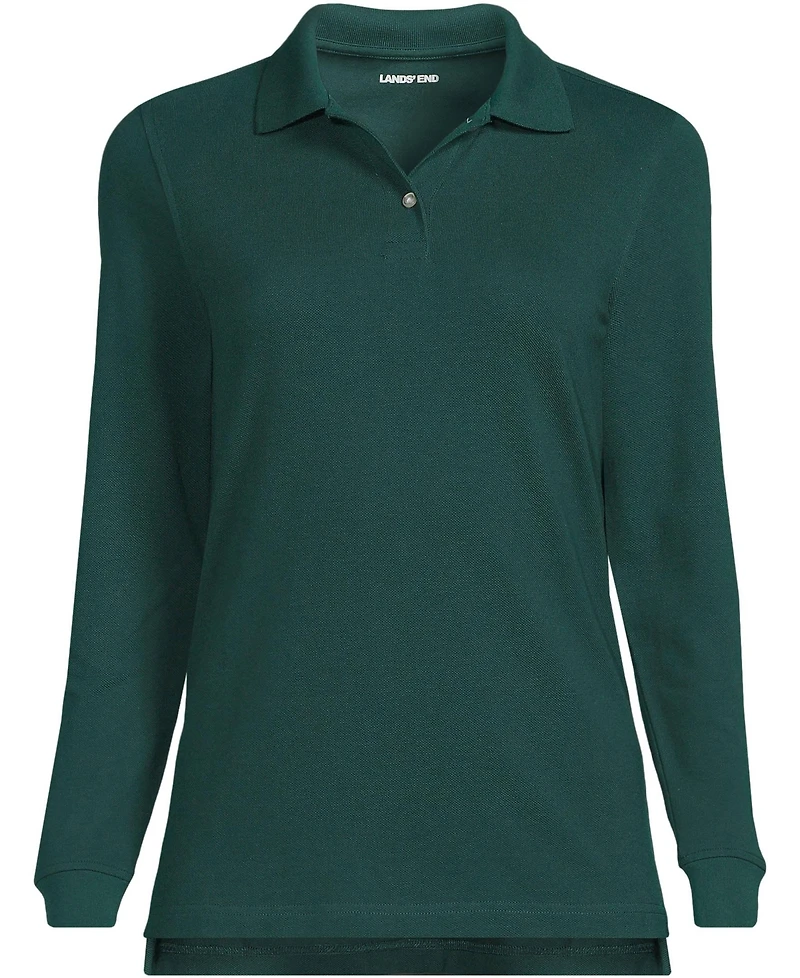 Lands' End Women's School Uniform Long Sleeve Mesh Polo Shirt