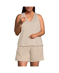 Lands' End Plus Lightweight Jersey Blouson Vneck Tank