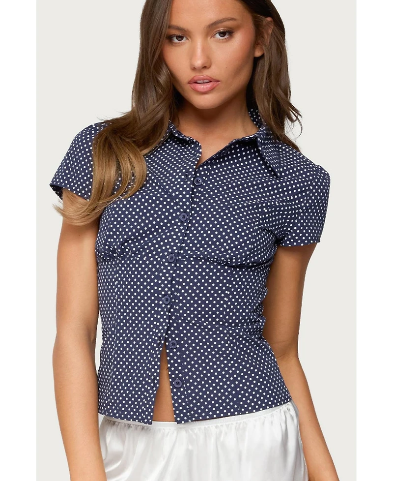 Edikted Women's Polka Dot Tailored Button Up Shirt