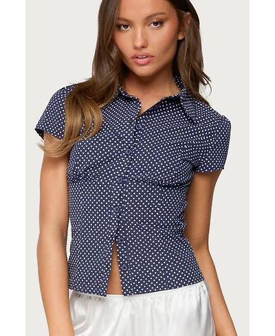 Edikted Women's Polka Dot Tailored Button Up Shirt