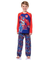 Transformers Boys Optimus Prime Roll Out Autobot 2-Piece Raglan Pajama Set Sleepwear