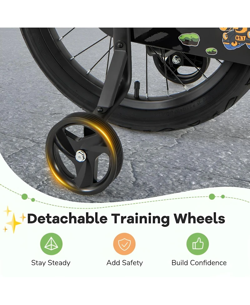 Kids Bike with Training Wheels Adjustable Seat Handlebar for Ages 4 to 7