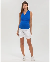 Pietro Brunelli Maternity Linen-Blend Shorts with Stretch Waistband
