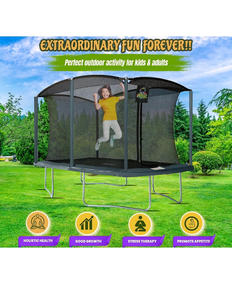 Plexalife 8 x 12 Ft Rectangular Outdoor Trampoline Set with Premium Safety Enclosure Gymnastics Rectangular Trampoline for Kids and Adults
