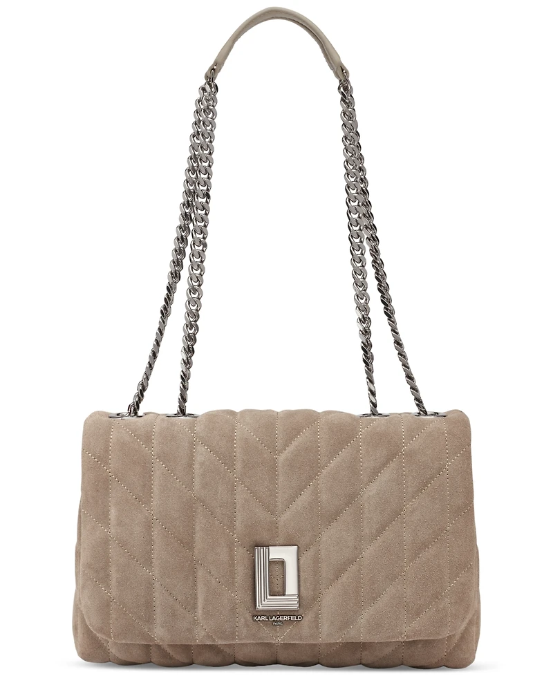 Karl Lagerfeld Paris Lafayette Medium Suede Shoulder Bag
