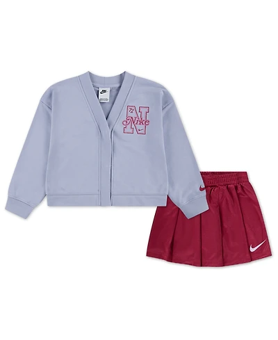 Nike Little Girls 2-Piece Varsity Prep Cardigan and Skort Set
