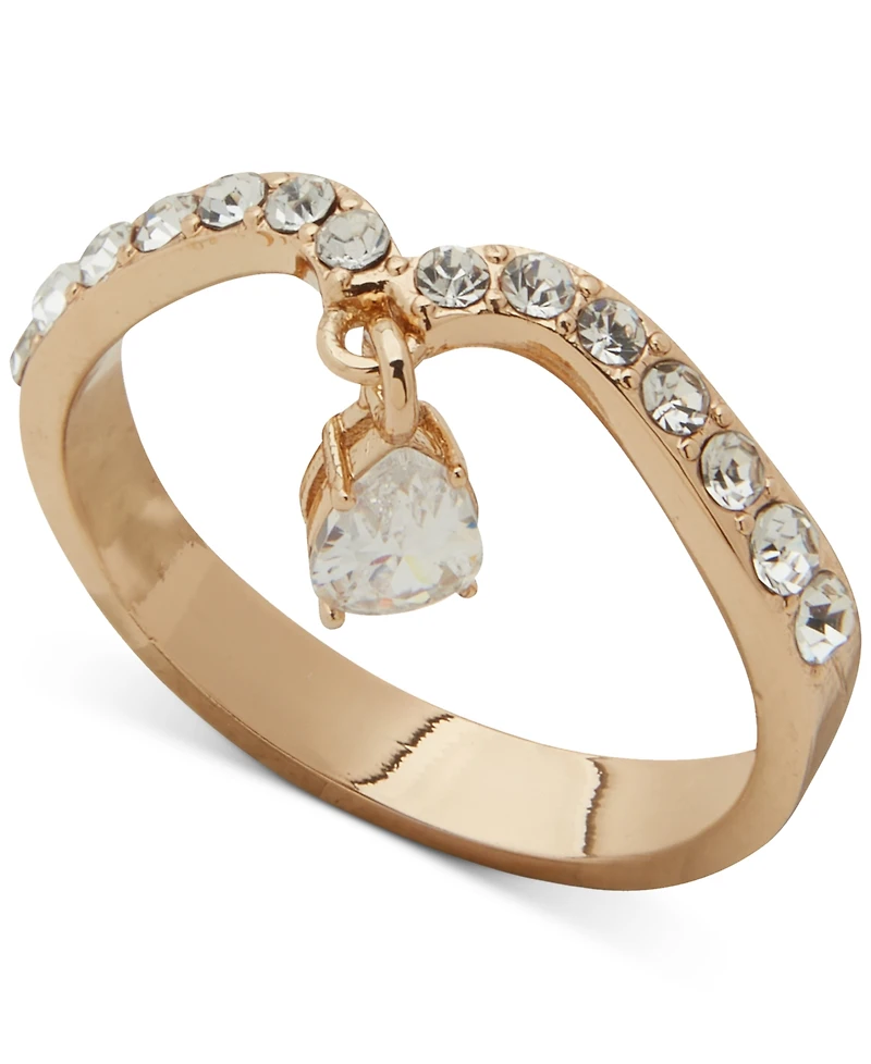 Emily in Paris Gold-Tone Crystal Charm Pave Wavy Ring