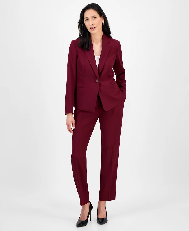 Le Suit Women's Notched Collar One-Button Pantsuit