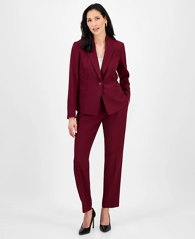 Le Suit Women's Notched Collar One-Button Pantsuit