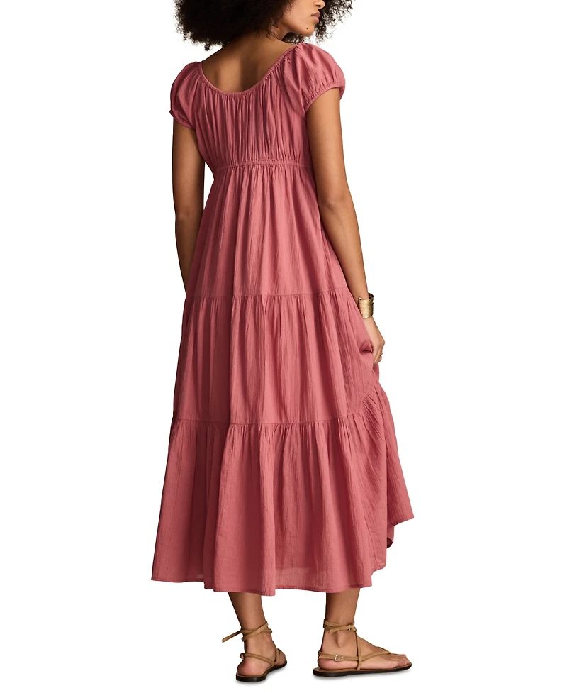 Lucky Brand Women's Button-Front Tiered Midi Dress