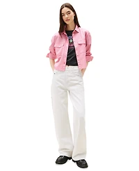 Tommy Jeans Women's Cotton Crop Button-Front Crest Shirt