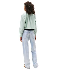 Tommy Jeans Women's Cotton Crop Button-Front Crest Shirt