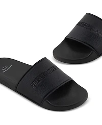 A|X Armani Exchange Men's Logo Embossed Slip-On Slide Sandals
