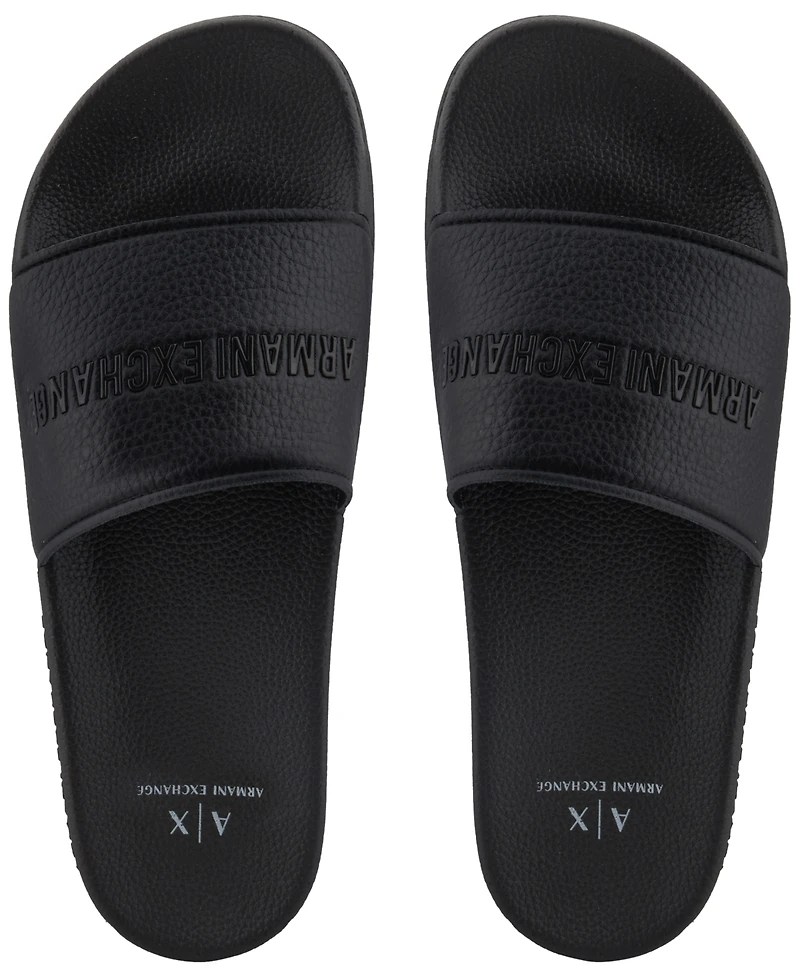 A|X Armani Exchange Men's Logo Embossed Slip-On Slide Sandals