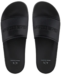 A|X Armani Exchange Men's Logo Embossed Slip-On Slide Sandals
