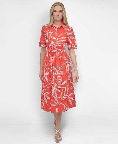 Dkny Women's Printed Cotton Shirt Dress