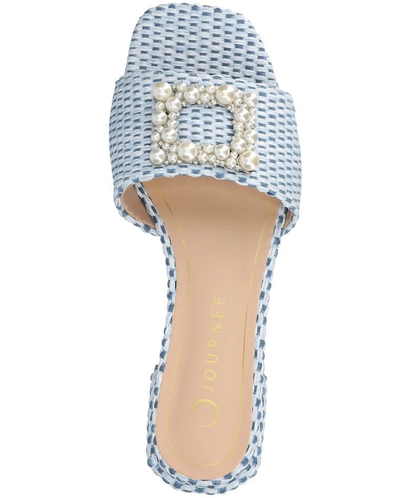 Journee Collection Women's Justina Ornamented Raffia Slide Sandals