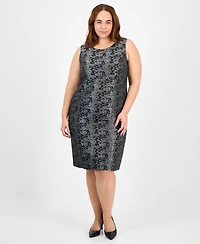 Le Suit Plus Floral Jacquard Sleeveless Sheath Dress