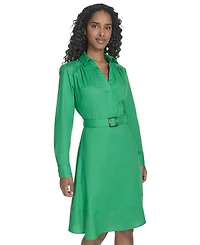 Calvin Klein Women's V-Neck Long-Sleeve A-Line Dress